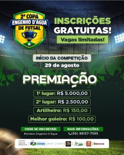 ⚽🏆 A bola vai rolar em mais uma grande disputa!

A 2ª Copa Engenho D’Água de Futsal chega com inscrições gratuitas e vagas ilimitadas. Uma oportunidade para reunir a equipe, fortalecer o esporte e mostrar talento dentro das quadras.

Além da competição, a premiação valoriza quem se destaca em quadra. Prepare o time e participe!

#CopaEngenhoD’agua #EsporteCaxias #PrefeituraDeCaxias