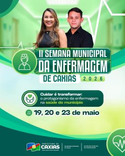 💚✨ A enfermagem que cuida, acolhe e fortalece a saúde pública estará em destaque na II Semana Municipal da Enfermagem de Caxias!

Serão dias de troca de experiências, valorização profissional e fortalecimento do papel essencial da enfermagem na construção de uma saúde mais humanizada e eficiente para nossa população. 🩺🤝

Você não pode ficar de fora! Link para inscrição disponível na bio. 

#SemanaDaEnfermagem #EnfermagemCaxias #SaúdeCaxias #PrefeituraDeCaxias