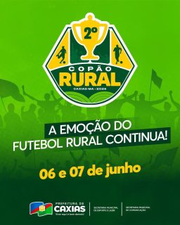 🌾 A bola volta a rolar e a paixão pelo futebol rural segue movimentando as comunidades!

Nos dias 06 e 07 de junho, os gramados serão palco de mais uma rodada de disputas, talento e muita torcida. 

É o momento de reunir amigos, familiares e celebrar o esporte que faz parte da história de tantas localidades. Prepare a torcida e acompanhe mais um fim de semana de grandes emoções dentro de campo! 🏆🔥

#CopãoRural2026 #FutebolRural #PrefeituraDeCaxias