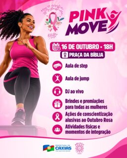 🩷🎀 Pink Move no Outubro Rosa! 

Venha se movimentar com a gente em uma ação especial de conscientização, saúde e bem-estar! 🌸💪

Brindes e premiações para todas as mulheres. Vista-se de rosa e participe desse movimento de amor e cuidado! 🩷

#PinkMove #OutubroRosa #ANLUCC #PrefeituraDeCaxias