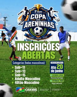 ⚽🔥 A bola vai rolar na 2ª edição da Copa das Areninhas!

As inscrições já estão abertas para essa competição que promete amizade, talento e muita disputa dentro de campo! 💚

Não fique de fora! Vem fazer parte dessa festa do esporte caxiense!

#CopaDasAreninhas #EsporteCaxias #PrefeituraDeCaxias