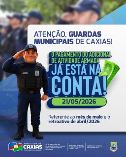 💙🚔 O pagamento do adicional de atividade armada aos guardas municipais já está na conta, reforçando o compromisso com a categoria e com a segurança pública do nosso município. 🤝

Valorização aos profissionais que atuam diariamente em defesa da nossa cidade e da população caxiense.

#GuardaMunicipal #Valorização #SegurançaPública #PrefeituraDeCaxias