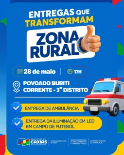 🚑✨ Mais avanços chegando para a nossa zona rural!

A entrega de ambulância e da iluminação em LED no campo de futebol do Povoado Buriti Corrente, 3º Distrito, fortalece a saúde, infraestrutura e qualidade de vida da população. 💙

São ações que transformam vidas e garantem mais desenvolvimento para toda a comunidade. 🤝

#EntregasQueTransformam #ZonaRural #PrefeituraDeCaxias