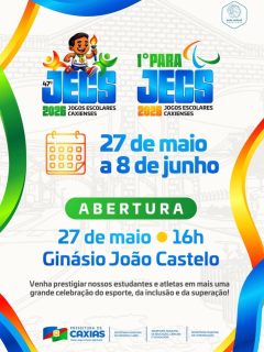 🏆🔥 É AMANHÃ!A abertura do 47º JECS 2026 e do 1º PARAJECS vai reunir emoção, inclusão, talento e muita energia dos nossos estudantes-atletas! 💙💚Prepare sua torcida e venha viver esse grande momento do esporte escolar conosco! 🙌🎉🏅#JECS2026 #PARAJECS2026 #EsporteEscolar #Inclusão #PrefeituraDeCaxias