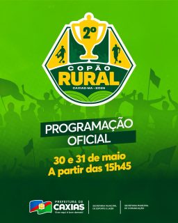 🏆🌾 Mais uma rodada do Copão Rural! 

A emoção do futebol vai tomar conta do 1º, 2º e 3º Distrito com uma programação especial preparada para movimentar as comunidades e fortalecer o esporte na zona rural. ⚽

Confira o carrossel, veja os jogos e marque aquele amigo que não perde uma partida! 📣

#CopãoRural #FutebolNaZonaRural #EsporteCaxias #PrefeituraDeCaxias