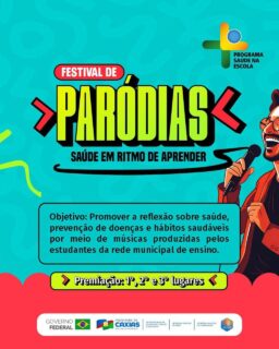 🎶📚 Saúde em ritmo de aprender!

Vem aí o Festival de Paródias Saúde em Ritmo de Aprender, unindo criatividade, música e conhecimento! 🎤✨

Confira o cronograma e fique atento às inscrições das escolas e dos alunos nas categorias I, II e III. 📝🎵

Edital completo e inscrições: caxias.ma.gov.br. 🤝

#SaúdeEmRitmoDeAprender #FestivalDeParódias #PrefeituraDeCaxias