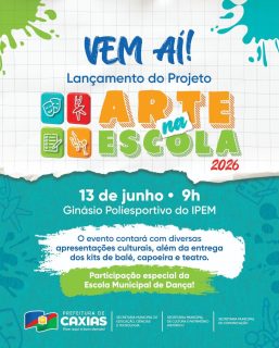 🎭✨ Vem aí o lançamento do Projeto Arte na Escola 2026!

Celebrando cultura, criatividade e talento dos nossos estudantes, o projeto fortalece o acesso à arte nas escolas, incentiva novos talentos e amplia as oportunidades de aprendizado através da cultura.

Esperamos você para viver esse encontro de arte, educação e transformação. 🤝💙

#ProjetoArteNaEscola #EducaçãoECultura #ArteQueTransforma #PrefeituraDeCaxias