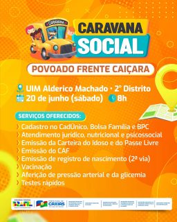🚍💙 Serviços, cidadania e cuidado ainda mais perto da população!

A Caravana Social estará no Povoado Frente Caiçara, levando diversos atendimentos gratuitos para facilitar o acesso da comunidade a serviços importantes.

Participe e aproveite essa oportunidade! ✅

#CaravanaSocial #PovoadoFrenteCaiçara #ProteçãoSocial #PrefeituraDeCaxias
