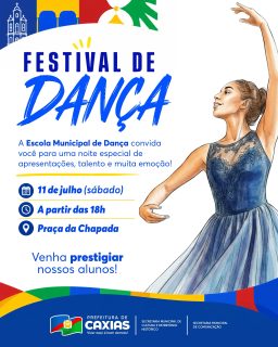 💙✨ A dança tem o poder de transformar movimentos em emoção, dedicação em arte e sonhos em realidade.

Cada passo carrega história, aprendizado e superação. No palco, o talento ganha vida e mostra toda a beleza da expressão artística construída com esforço, disciplina e paixão.

Prepare-se para uma noite de  apresentações que encantam, emocionam e celebram a força da cultura através da dança. 🩰💃

#FestivalDeDança #CulturaCaxias #PrefeituraDeCaxias