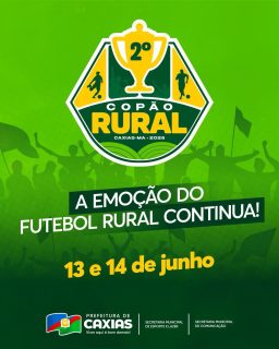 ⚽🏆 A emoção do futebol rural continua!Neste fim de semana, a bola volta a rolar pelo 2º Copão Rural 2026, reunindo equipes dos 1º, 2º e 3º Distritos em mais uma rodada cheia de disputa, talento e paixão pelo esporte.É a força do futebol rural movimentando as comunidades, fortalecendo a integração e valorizando os atletas da nossa zona rural.#CopãoRural2026 #FutebolRural #EsporteCaxiense #PrefeituraDeCaxias