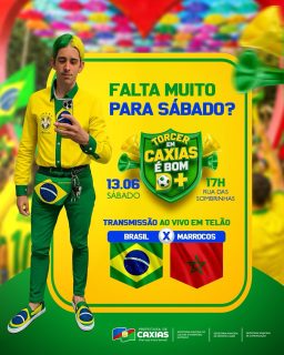 🇧🇷💚💛 A contagem regressiva começou e já estamos no clima!Sábado é dia de vestir as cores do Brasil, reunir a galera e fazer aquela torcida que só Caxias sabe fazer! 📣⚽Prepare a camisa, bandeira e muita animação para acompanhar a transmissão de Brasil e Marrocos na Rua das Sombrinhas. 💚💛#TorcerEmCaxiasÉBomDemais #PraCimaBrasil #ViverAquiÉBomDemais #PrefeituraDeCaxias