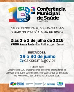 🩺✨ A saúde do nosso município se constrói com participação!
Vem aí a 13ª Conferência Municipal de Saúde de Caxias, um espaço de diálogo, troca de ideias e construção de propostas para fortalecer o SUS e aperfeiçoar os serviços de saúde da nossa cidade.
Participe desse importante momento de escuta, diálogo e construção coletiva.
🔗 Link de inscrição disponível na bio. 💙
#13ConferênciaMunicipalDeSaúde #SUS #SaúdeCaxias #PrefeituraDeCaxias