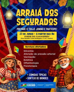 🌽🪗✨ Uma manhã especial de muita alegria, cuidado e confraternização, preparada especialmente para os aposentados e pensionistas do CaxiasPrev. 💙

Além do clima junino, os participantes terão acesso a diversos serviços, comidas típicas e sorteio de brindes!

Prepare seu traje junino e venha participar dessa festa! 🤠🎶

#ArraiáDosSegurados #CaxiasPrev #AposentadosEPensionistas #PrefeituraDeCaxias