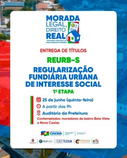 🏡📜 Entrega dos títulos da Regularização Fundiária Urbana de Interesse Social (REURB-S), por meio do Programa Morada Legal, Direito Real.

Nesta primeira etapa, serão contemplados moradores dos bairros Bela Vista e Nova Caxias, fortalecendo o direito à moradia e a valorização dos imóveis.

Um passo importante para garantir mais segurança jurídica e dignidade para as famílias caxienses! 🤝

#MoradaLegalDireitoReal #REURBS #RegularizaçãoFundiária #PrefeituraDeCaxias