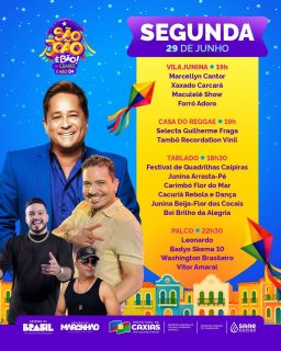 🤠🪗 Uma segunda-feira que vai ficar pra história do melhor São João do interior do Maranhão! 💙

Cultura, tradição, muita animação e um palco preparado para receber grandes atrações, e o tão esperado show de Leonardo. 🎤🔥

Vai ser uma noite inesquecível. Porque São João é bão, mas em Caxias é bão demais! 🌽🎉

#SãoJoãoEmCaxiasÉBãoDemais #SãoJoão2026 #PrefeituraDeCaxias
