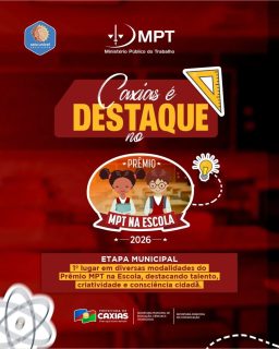 🏆📚 Caxias continua sendo destaque na educação!

Nosso município conquistou o 1º lugar em diversas modalidades da etapa municipal do Prêmio MPT na Escola 2026, valorizando o talento, a criatividade e a consciência cidadã dos nossos estudantes.

Parabenizamos alunos, professores, gestores e toda a comunidade escolar por essa conquista, que fortalece a educação e enche Caxias de orgulho! 💙✨

#EducaçãoCaxias #MPTNaEscola #PrefeituraDeCaxias