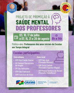 🧠💙 Cuidar de quem ensina também faz parte da educação!
O Projeto de Promoção à Saúde Mental dos Professores está chegando para proporcionar momentos de acolhimento, escuta e fortalecimento do bem-estar dos docentes das escolas em tempo integral.
Porque quem transforma vidas todos os dias também merece cuidado! 💚
#SaúdeMental #Cuidado #PrefeituraDeCaxias