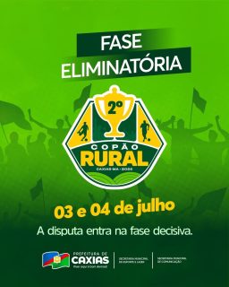 ⚽🔥 Chegou a hora da decisão!

O Copão Rural entra em uma fase decisiva com mais uma rodada movimentando o 1º, 2º e 3º Distrito. 

Vista a camisa e venha prestigiar o futebol que fortalece nossas comunidades! 🏆👏

#CopãoRural2026 EsporteCaxiense #ZonaRural #PrefeituraDeCaxias