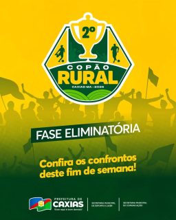 ⚽🏆 A disputa ficou ainda mais emocionante!A fase eliminatória do 2º Copão Rural do 1º, 2º e 3º Distrito começa neste fim de semana. É hora de conhecer quem segue na competição em busca do título. 💪🔥Venha torcer, vibrar e prestigiar o futebol que movimenta a nossa zona rural! 💙💚#CopãoRural2026 #EsporteCaxias #PrefeituraDeCaxias