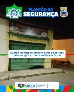 🚨🚔 Plantão da Segurança! 

Na madrugada desta sexta-feira, a Guarda Municipal de Caxias foi acionada após o arrombamento de um estabelecimento comercial no Centro da cidade.

Com apoio do sistema de videomonitoramento, as equipes identificaram envolvidos na ocorrência e localizaram um homem suspeito de receptação com parte do material furtado. Ele e uma mulher foram conduzidos à Delegacia de Polícia Civil para os procedimentos cabíveis.

O principal suspeito do arrombamento foi identificado e segue sendo procurado. Segurança e resposta rápida em defesa da população caxiense. 🚔

#PlantãoDaSegurança #GuardaMunicipal #SegurançaPública #PrefeituraDeCaxias