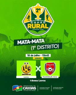 ⚽🌾 Sábado é dia de decisão no 2º Copão Rural 2026!

A emoção do mata-mata chega ao 1º Distrito com o confronto de Lavras Esporte Club e Panelinha FC (Buenos Aires).

Vamos juntos prestigiar mais um grande espetáculo do futebol rural caxiense! 🏆💚

#CopãoRural2026 #EsporteCaxiense #PrefeituraDeCaxias
