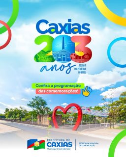 🎉💙 Caxias faz 203 anos e a festa é nossa!Tem programação especial chegando e muitos momentos preparados para celebrar essa cidade que a gente ama! 🥳💚Confira a programação completa, chama a família, os amigos e vem viver cada momento dessa comemoração com a gente. Caxias 203 anos de história! 🎉💙#Caxias203Anos #AniversárioDeCaxias #PrincesinhaDoSertão #PrefeituraDeCaxias