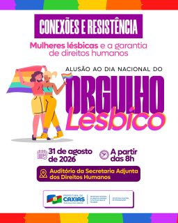 Resistir também é ocupar espaços, fortalecer conexões e garantir direitos!
O encontro “Conexões e Resistência: Mulheres Lésbicas e a Garantia de Direitos Humanos”, diálogo, acolhimento e troca de experiências sobre cidadania, enfrentamento à violência e à discriminação, saúde, políticas públicas e redes de apoio. 💜
Confira a programação completa. Vem somar nessa conversa! 💪🏽🏳️🌈💜
#ConexõesEResistência #MulheresLésbicas #DireitosHumanos #PrefeituraDeCaxias