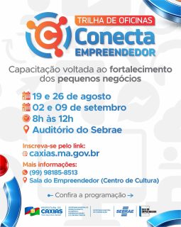 🚀💼 Quer fortalecer a gestão do seu negócio e vender mais? Então essa oportunidade é para você!

A Trilha de Oficinas: Conecta Empreendedor está chegando com uma programação especial de oficinas práticas para ajudar você a transformar ideias em resultados! 📈✨

Além dos encontros, os participantes também poderão agendar consultorias individuais, colocando os conhecimentos em prática e recebendo orientações para o seu negócio. 

Confira a programação completa e participe. Link disponível na bio!🤝💡

#ConectaEmpreendedor #Empreendedorismo #PrefeituraDeCaxias
