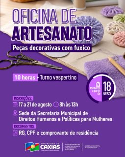 🎨✨ Criatividade que vira arte!Na oficina de artesanato com fuxico, cada pedacinho de tecido ganha novas formas e se transforma em lindas peças decorativas. 🧵🌸Um momento para aprender, criar e colocar a criatividade em prática! 💜#OficinaDeArtesanato #Criatividade #PrefeituraDeCaxias
