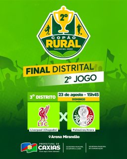 🏆⚽️ É decisão no 2º Copão Rural!

O 3º Distrito vai entrar em campo para o 2º jogo da final distrital, em mais uma partida marcada por muita emoção e paixão pelo futebol! 💚

É o futebol rural movimentando as comunidades e mostrando que, por aqui, talento e vontade de vencer não faltam! Bora pra cima! ⚽

#CopãoRural2026 #EsporteCaxias #PrefeituraDeCaxias