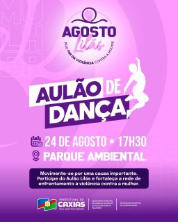 💃🏽💜 Coloca o look confortável e vem!

No dia 24 de agosto, tem aulão de dança lilás no Parque Ambiental. Muita energia e conscientização pelo fim da violência contra a mulher.

Chama as amigas e vem fazer parte desse movimento! 🙌🏽💃

#AgostoLilás #AulãoLilás #PeloFimDaViolênciaContraAMulher #PrefeituraDeCaxias