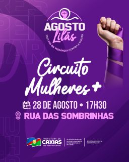 💜🌂 A Rua das Sombrinhas vai ficar ainda mais lilás!Vem aí o Circuito Mulheres com informação, acolhimento, conscientização e muita união.Chama a galera e vem participar com a gente. Porque juntos, fortalecemos a rede de proteção! 💪🏽💜#AgostoLilás #CircuitoMulheres #PolíticasParaAsMulheres #PrefeituraDeCaxias