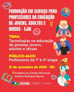 📚✨ Formação em serviço chegando!

Professores da Educação de Jovens, Adultos e Idosos (EJAI) vão participar de um momento de aprendizado, diálogo e troca de experiências, fortalecendo as práticas pedagógicas e o trabalho desenvolvido em sala de aula.

Um encontro para compartilhar conhecimentos e construir novas possibilidades para a educação! 

#EJAI #EducaçãoCaxias #FormaçãoEmServiço #PrefeituraDeCaxias