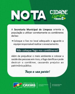 🗑️🔥 Lixo no lugar certo e fogo bem longe dos contêineres!

Cuidar da nossa cidade é responsabilidade de todos. Faça a sua parte, ajude a manter Caxias limpa e acolhedora. 🤝

#CidadeLimpa #Limpeza #FaçaSuaParte #PrefeituraDeCaxias
