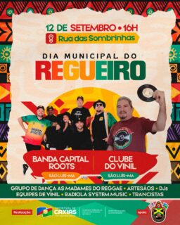 🎶❤️ Alô, regueiros! Já podem preparar o passinho porque vem aí uma tarde daquelas! 😎No dia 12 de setembro, às 16h, a Rua das Sombrinhas vai ser palco de muito ritmo, dança e aquela energia boa do reggae!Chama a galera e vem curtir o Dia Municipal do Regueiro em Caxias! 💚💛❤️#DiaMunicipalDoRegueiro #CulturaCaxias #ViverAquiÉBomDemais #PrefeituraDeCaxias