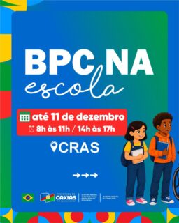 📚🤝 O BPC na Escola está acontecendo no CRAS até o dia 11 de dezembro. O atendimento é das 8h às 11h e das 14h às 17h. 🕗

Se você é beneficiário do BPC, procure o CRAS e garanta esse acompanhamento importante para crianças e adolescentes. 

#BPCnaEscola #CRAS #ProteçãoSocial #PrefeituraDeCaxias