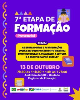 📚 Aprender, trocar experiências e compartilhar ideias para fortalecer a educação!
A 7ª Etapa de Formação Presencial chega com muita aprendizagem e um tema superimportante: como as brincadeiras e as interações ajudam no desenvolvimento das crianças, estimulando a oralidade, a leitura e a escrita desde a pré-escola. 💙
#FormaçãoContinuada #EducaçãoCaxias #PrefeituraDeCaxias