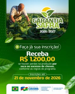 🌱🚜 Agricultor e agricultora familiar, faça já sua inscrição e garanta mais segurança para sua produção! 🌾
O programa oferece o benefício de R$ 1.200,00 em caso de perdas na produção por seca ou excesso de chuvas, conforme as regras estabelecidas.
As inscrições vão até 21 de novembro de 2026, na Secretaria Municipal de Atividades Produtivas e Inspeção Animal. Não deixe para a última hora! 🤝
#AgriculturaFamiliar #AtividadesProdutivas #PrefeituraDeCaxias