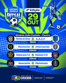⚽🏃 O futsal tá rolando em Caxias!A 2ª edição do Campeonato Caxiense de Futsal reúne atletas, movimenta as torcidas e valoriza o esporte no município, com jogos nos ginásios João Castelo e Mundico Santos.Você não pode ficar de fora! 💚#CampeonatoCaxienseDeFutsal #EsporteCaxias #PrefeituraDeCaxias