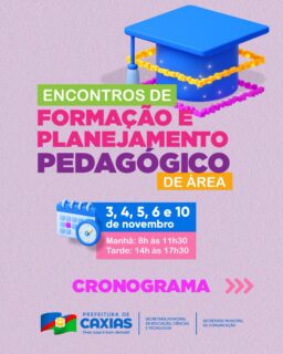 📚✨ Formação, troca de experiências e planejamento!
Os encontros de Formação e Planejamento Pedagógico por Área reúnem profissionais da rede municipal de ensino para fortalecer conhecimentos, compartilhar experiências e alinhar estratégias para o desenvolvimento das atividades pedagógicas.
Confira o cronograma e fique atento às datas e aos horários dos encontros! 🤝
#FormaçãoPedagógica #PlanejamentoPedagógico #EducaçãoCaxias #PrefeituraDeCaxias
